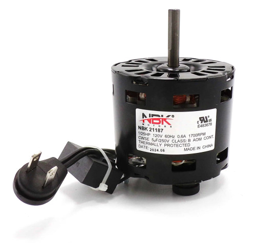 NBK 21187 - Fan Motor 120V - Equivalent To Broan S99080596, 99080596, 99-08-0596
Ja2P258, 99080460, 99080177, Ja2N137, Ja2N139N, Ja2N1239, Ja2N173N, Ja2N173, Ja2P194, Ja2P194N - Full Motor View