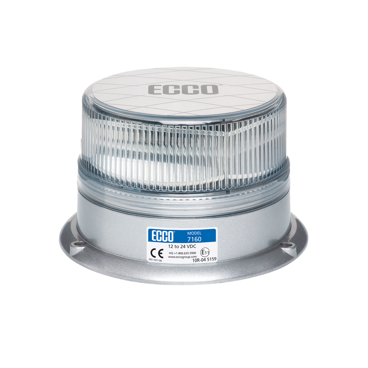 ECCO 7160CA Reflex Amber LED Warning Beacon – Clear Lens, 12–24V