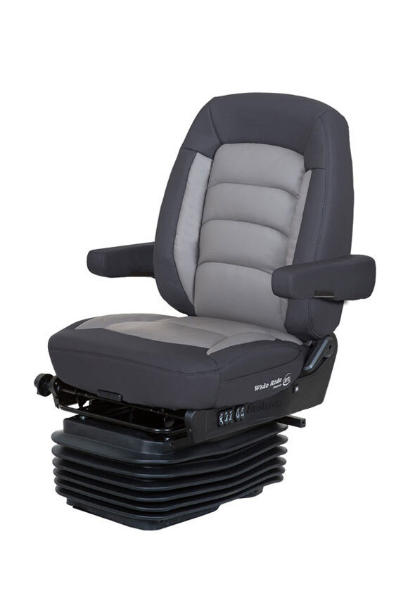 BOSTROM WIDE RIDE II LOPRO MID-BACK BLACK/GRAY ULTRALEATHER TRUCK SEAT WITH ARMRESTS