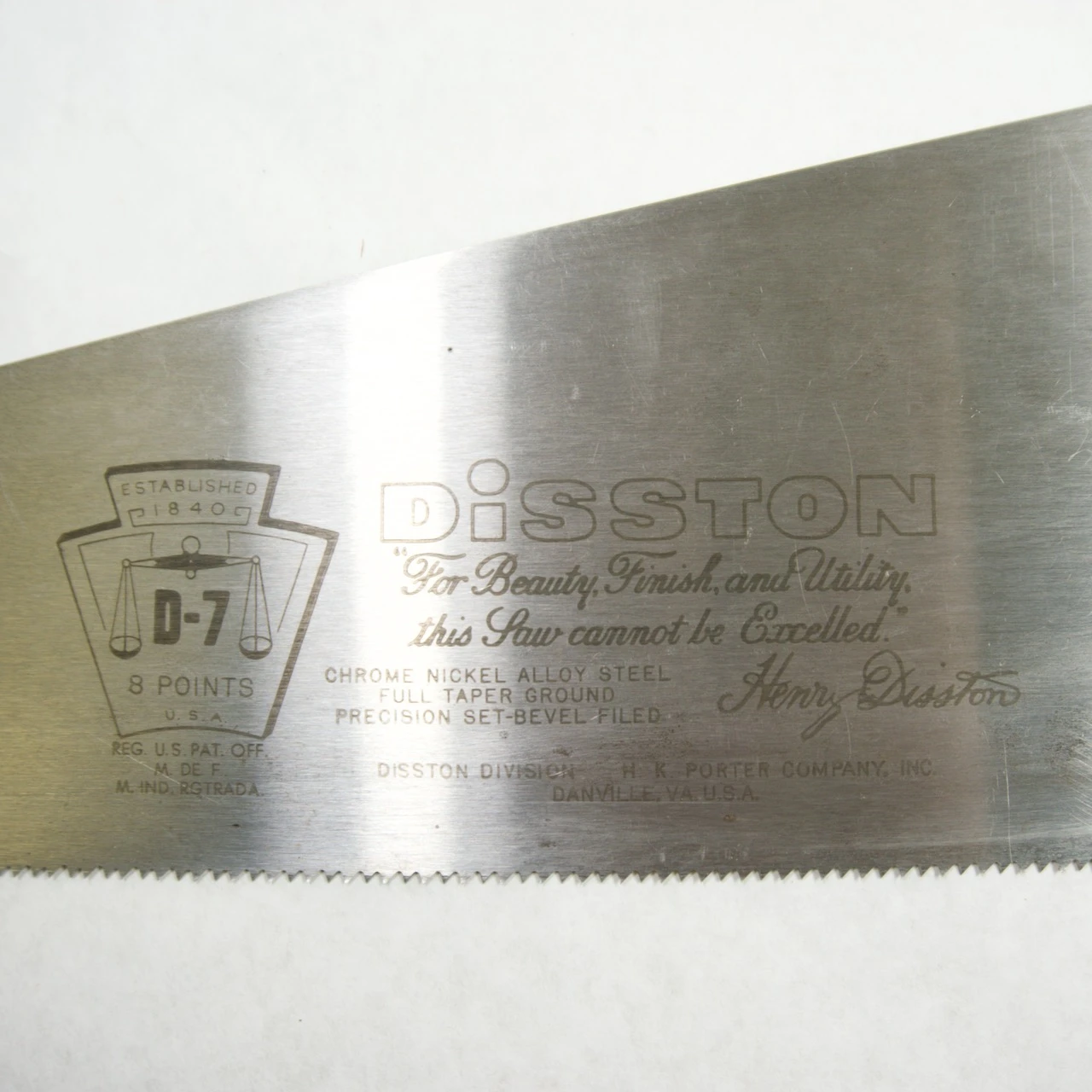 Sharpened Disston D-7 - 26, 8 ppi, Crosscut