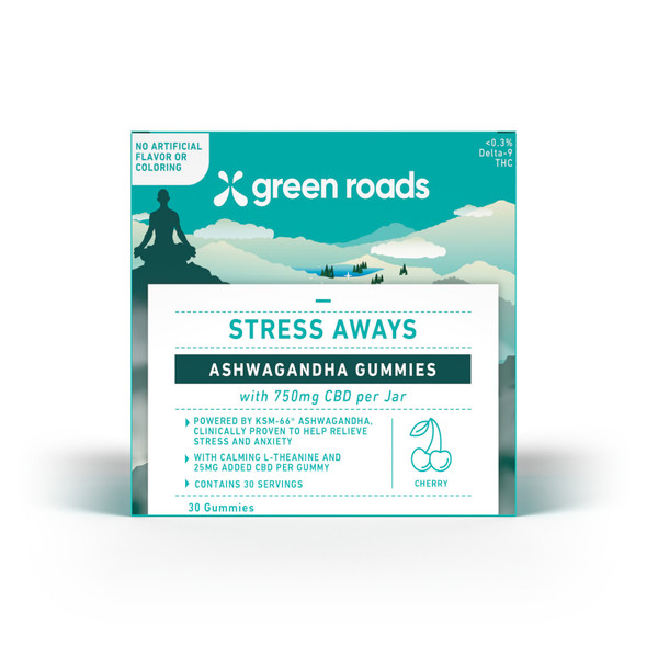 Green Roads Stress Aways Ashwagandha CBD Gummies Cherry