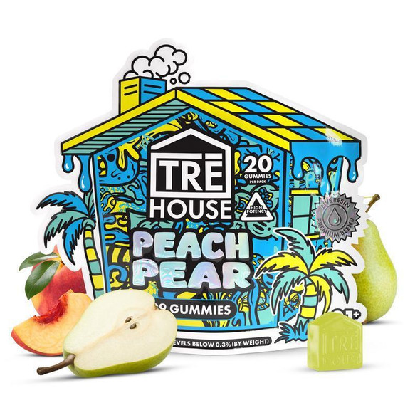Tre House Peach Pear Delta 9 THC Gummies 400mg – Full Spectrum CBD & THC Edibles