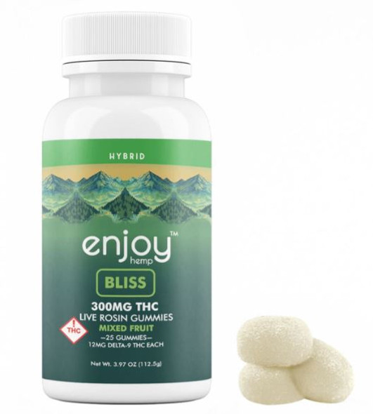 Enjoy Hemp Live Rosin Delta 9 THC 300mg Gummies for Bliss (Hybrid) - 25 gummies