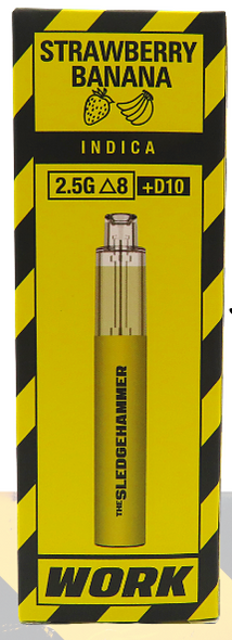 Work Sledgehammer 2.5 Grams Delta 8 + Delta 10 Vape Disposable - Strawberry Banana