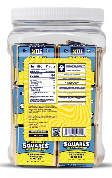 Xite Psilly Squares Milk Chocolate Mini Back Label