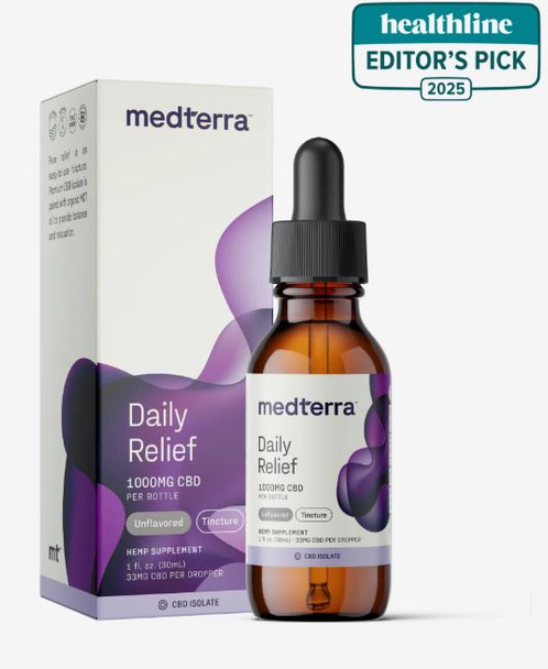 Medterra Daily Relief CBD Isolate Oil 30ml bottle hemp derived CBD