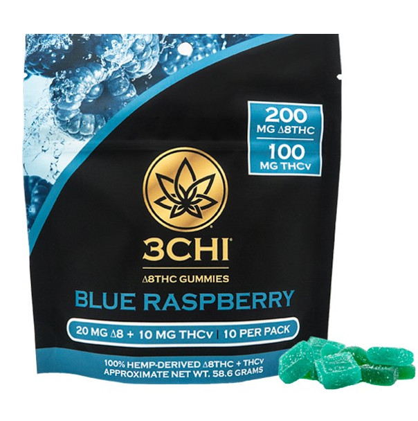 3CHI Delta 8 THCv Gummies Blue Raspberry | 10 Pack