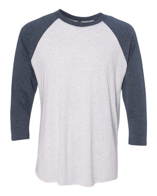 INDIGO SLEEVES/ HEATHER WHITE BODY-1