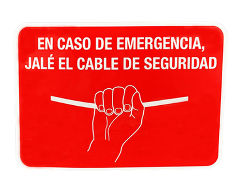 Emergency pull cable safety decal