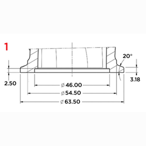 Garret GTX28 Garret Turbine Inlet V-Band-1 Dimensions