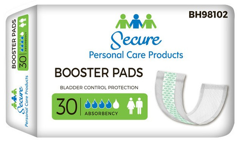 Secure Duo Booster Pads BH98102 4 x 12.5 inch ultra-thin incontinence booster
