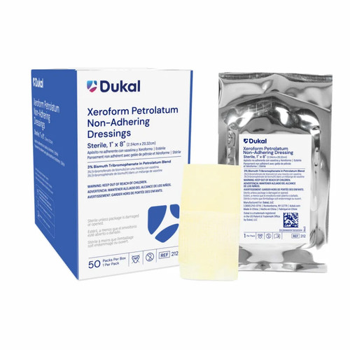 Dukal Alba Xeroform Petrolatum Gauze, Sterile, 4 x 4 Inches, Pack of 25