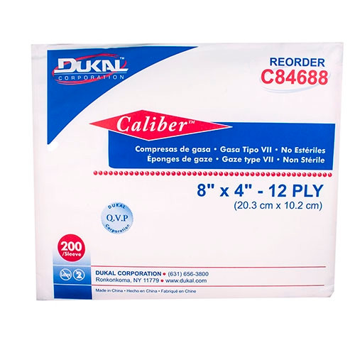 Gauze Sponge Caliber 4 X 4 Inch 8-Ply Square NonSterile, 200 per pack