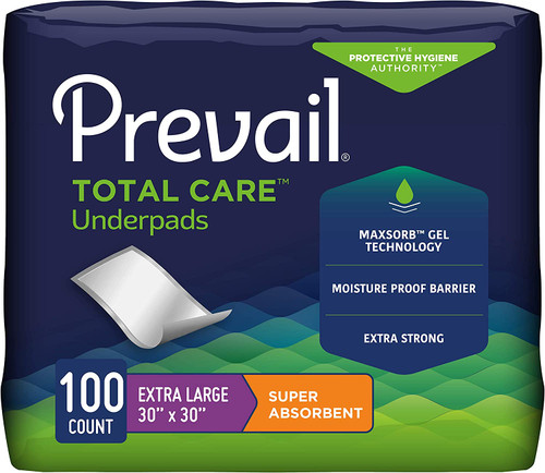 Prevail Super Absorbent Total Care Underpads - 30x30 case