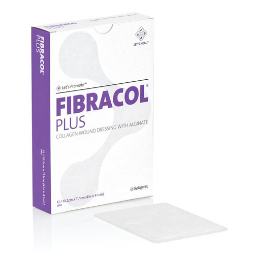 Fibracol Plus Collagen Wound Dressing with Alginate 2982 4x4 3/8 IN main product box display