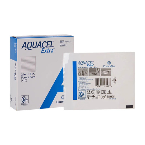 Gelling Fiber Wound Dressing Aquacel Box Package ConvaTec Aquacel Extra Wound Dressing 2 X 2 IN SQ 4