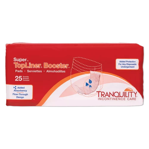 tranquility topliner booster pads in packaging for adult diaper protection