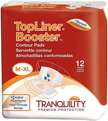Tranquility TopLiner Booster Contour Pads 3096 – flow-through hourglass pad for medium to extra-larg