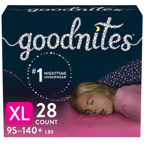 Female Youth Absorbent Underwear GoodNites Pull On with Tear Away Seams Size 6 53379 XL main box dis