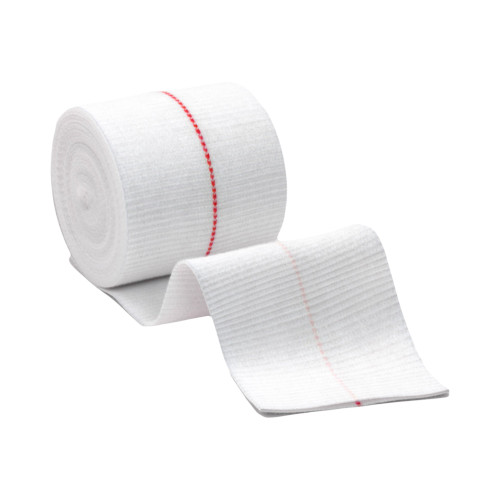 White tubular dressing with red stripe down center