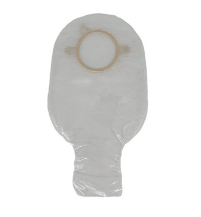 Safe n' Simple 12" Drainable 2-Piece Transparent Pouch with beige1 3/4" flange.