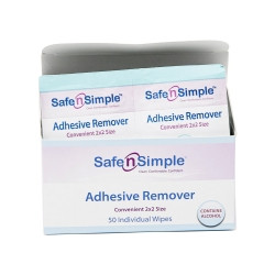 Safe N Simple adhesive remover wipes individually wrapped alcohol based