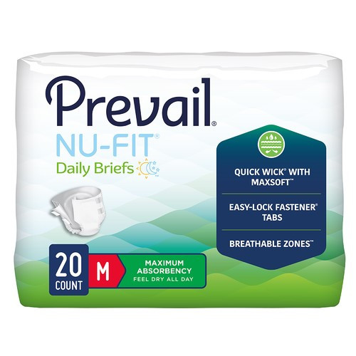 Prevail Nu-Fit Maximum Adult Brief Medium bag pack