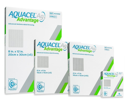 Aquacel Ag Advantage Convatec Dressing Silver Sterile 4 Sizes pack display