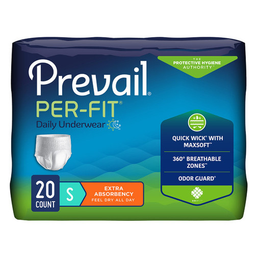Bag of 20 count adult daily underwear unisex with Quick Wick with maxsoft, 360 breathable zones, and