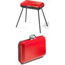 Ompagrill Barbecue a Valigetta 28x46 cm con Spiedo Manuale – Griglia Cromata Regolabile