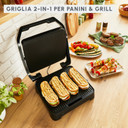 Moulinex GI272D Griglia Elettrica Inicio Adjust 2000W, Piastra Panini e Grill 2-in-1, Antiaderente, Termostato Regolabile