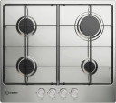 Indesit THP642IXI Piano Cottura a Gas 60cm 4 Fuochi Acciaio Inox, Griglie Ghisa, Accensione Elettronica