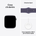 Apple Watch Series 11 GPS 42mm Cassa Alluminio Argento con Sport Band Viola Nebbia - M/L