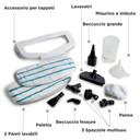 Ariete 4175 Steam Mop Foldable 10 in 1, Scopa a Vapore Pieghevole, 1500 Watt, 10 funzioni in 1, Kit accessori, Capacità 350 cc, Blu