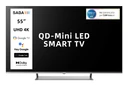 SABA SMART TV QD-MiniLED 55" ULTRA HD 4K, GOOGLE TV 5.0, Dolby Vision/Atmos, Triplo ter DVBT2/C/S2 HEVC MAIN10, Certificato TivuSAT, Piedistallo centrale