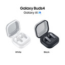 Samsung Galaxy Buds4, White, Corpo in metallo, Altoparlante a 1 via, equalizzatore adattivo, Chiamate cristalline, Audio a 360°, ANC, Controllo adattivo del rumore Connessione senza interruzioni e One UI, Galaxy AI pronto ai comandi vocali
