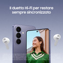 Samsung Galaxy Buds4, White, Corpo in metallo, Altoparlante a 1 via, equalizzatore adattivo, Chiamate cristalline, Audio a 360°, ANC, Controllo adattivo del rumore Connessione senza interruzioni e One UI, Galaxy AI pronto ai comandi vocali
