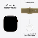 Apple Watch Series 12 GPS, cassa 46 mm in alluminio color bronzo scuro con cinturino Sport oliva - M/L