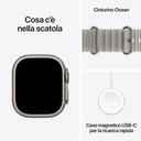 Apple Watch Ultra 4 GPS + Cellular, Cassa 49 mm in titanio naturale con cinturino Ocean grigio traslucido