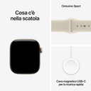 Apple Watch Series 12 GPS, cassa 42 mm in alluminio color oro chiaro con cinturino Sport sabbia - S/M