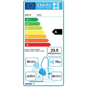 Ariete 2753 J-Force - Aspirapolvere senza sacco - Tecnologia multiciclonica - Tubo telescopico - Filtro Hepa - Cavo 5 metri - 700 Watt - Rosso e Nero