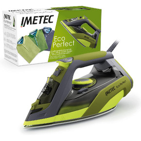 Imetec Eco Perfect Ferro da Stiro a Vapore, Risultati Ottimi con -35% di Acqua e -25% di Consumo Energetico, Piastra con Rivestimento Pro Ceramic, Tripla Protezione Anticalcare, 2400 W