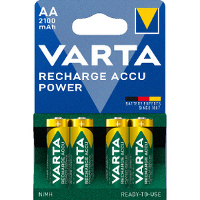 Varta Recharge Accu Power AA 2100 mAh Blister da 4 (Batteria NiMH Accu Precaricata, Mignon, batteria ricaricabile, pronta all'uso)