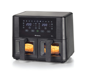 Ariete 4631 Friggitrice ad aria Doppia 9L, 2400W, Capacità totale 9L, 11 programmi, Multifunzione, Fino a 3,6 kg di fritto Temperatura fino a 200°C, Doppio cestello, Nero Ariete 4631 Friggitrice ad aria Doppia 9L, 2400W, Capacità totale 9L, 11 programmi, Multifunzione, Fino a 3,6 kg di fritto Temperatura fino a 200°C, Doppio cestello, Nero