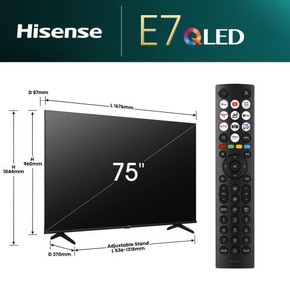 Hisense 75E7NQ TV 75" Mini LED 4K UHD Smart TV VIDAA U7.6 con HDR, Dolby Atmos e Alexa Integrato