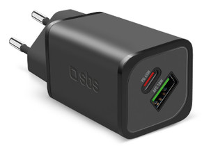 SBS TETRGANUSBCPD65W Caricabatterie per dispositivi mobili Lettore e-book, Fitness tracker, GPS, Auricolare, Telefono cellulare, Altoparlante portatile, Power bank, Smartphone, Orologio intelligente, Tablet Nero AC Ricarica rapida Interno