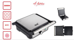 Piastra Elettrica 4 Fette  Nero/Argento 2000W