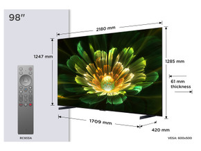 TCL C79K Serie Smart TV QD-MiniLED 4K 98" 98C79K, 144Hz, audio B&O, Dolby Vision IQ & Atmos, Google TV