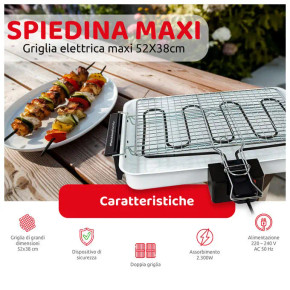 Melchioni Family Griglia Elettrica 1288081 – Potenza 2000W Superficie Cromata – Nero