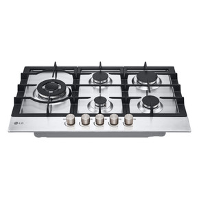 LG CBGZ3016S Piano cottura a gas 75cm, 11,5kW, 5 bruciatori, Griglie in ghisa, Piatto inox